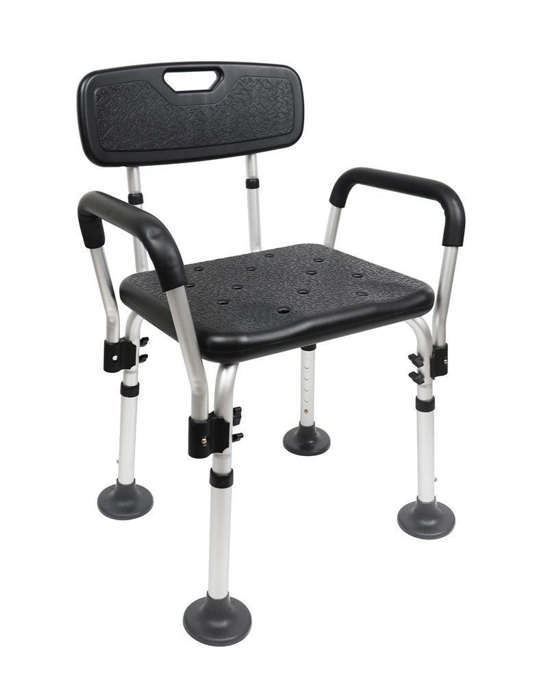 PEPE Mobility Shower Chair with Arms Adjustable for Elderly Bathtub Adults Black Free Assembly